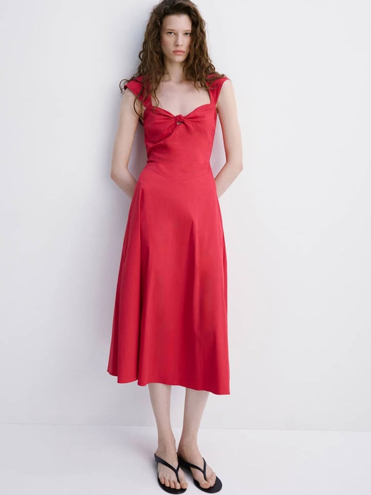 Mango Red Midi Dress - Image 1 of 6 Mango Red Midi Dress - Image 1 of 6
