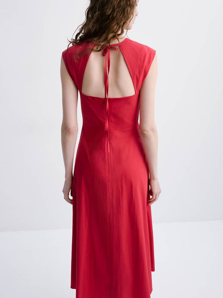 Mango Red Midi Dress - Image 2 of 6 Mango Red Midi Dress - Image 2 of 6