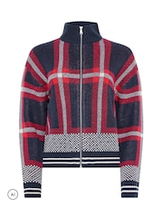 PixieGirl Petite Blue Check Funnel Neck Bomber Jacket - Image 5 of 6