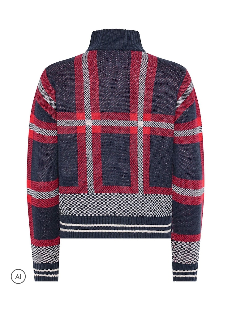 PixieGirl Petite Blue Check Funnel Neck Bomber Jacket - Image 6 of 6 PixieGirl Petite Blue Check Funnel Neck Bomber Jacket - Image 6 of 6