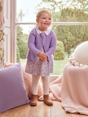 JoJo Maman Bébé Cream Girls' Ditsy Floral Dress With Broderie Collar - Image 2 of 5