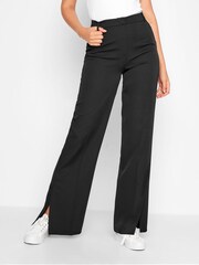 Long Tall Sally Black Split Hem Wide Leg Trousers - Image 1 of 3