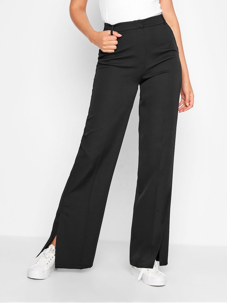 Long Tall Sally Black Split Hem Wide Leg Trousers - Image 1 of 3