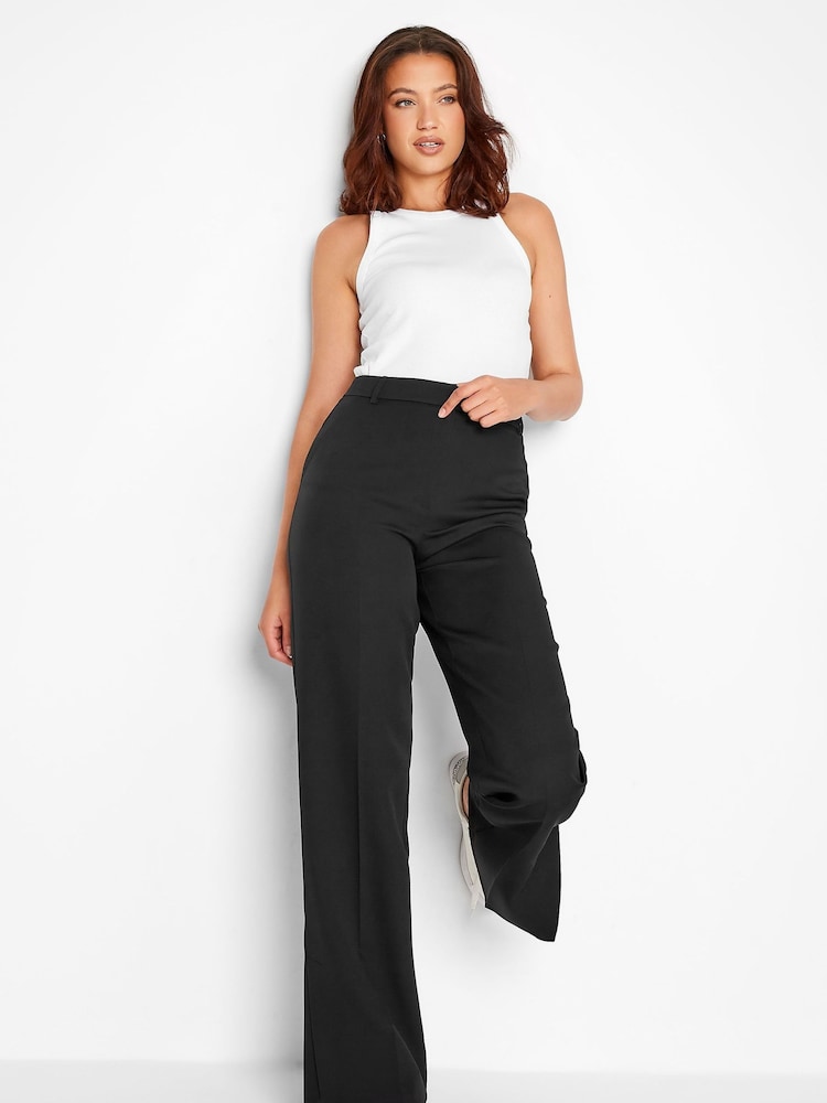 Long Tall Sally Black Split Hem Wide Leg Trousers - Image 2 of 3
