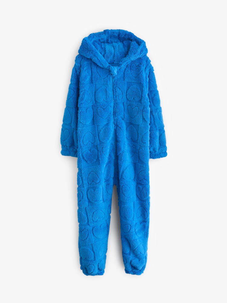 Cobalt Blue Heart Fleece All-In-One (1.5-16yrs) - Image 1 of 4