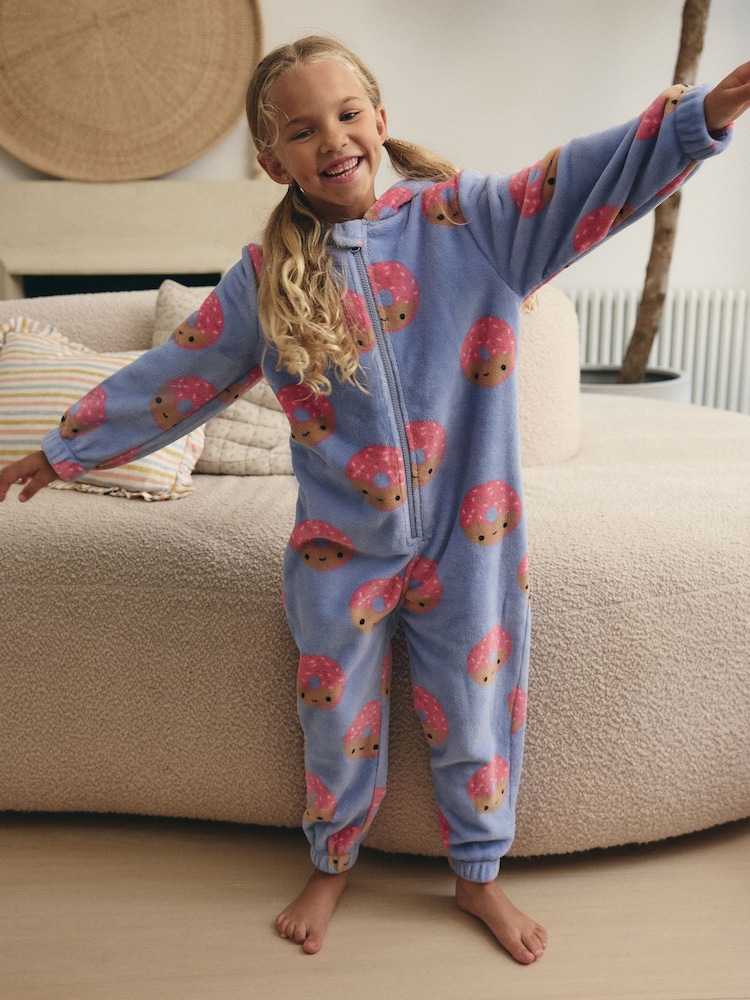Blue/Pink Donut Fleece All-In-One (1.5-16yrs) - Image 1 of 8