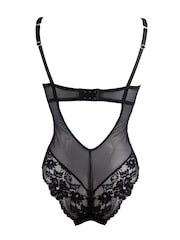 Pour Moi Black Satin Luxe and Lace Underwired Body - Image 4 of 4