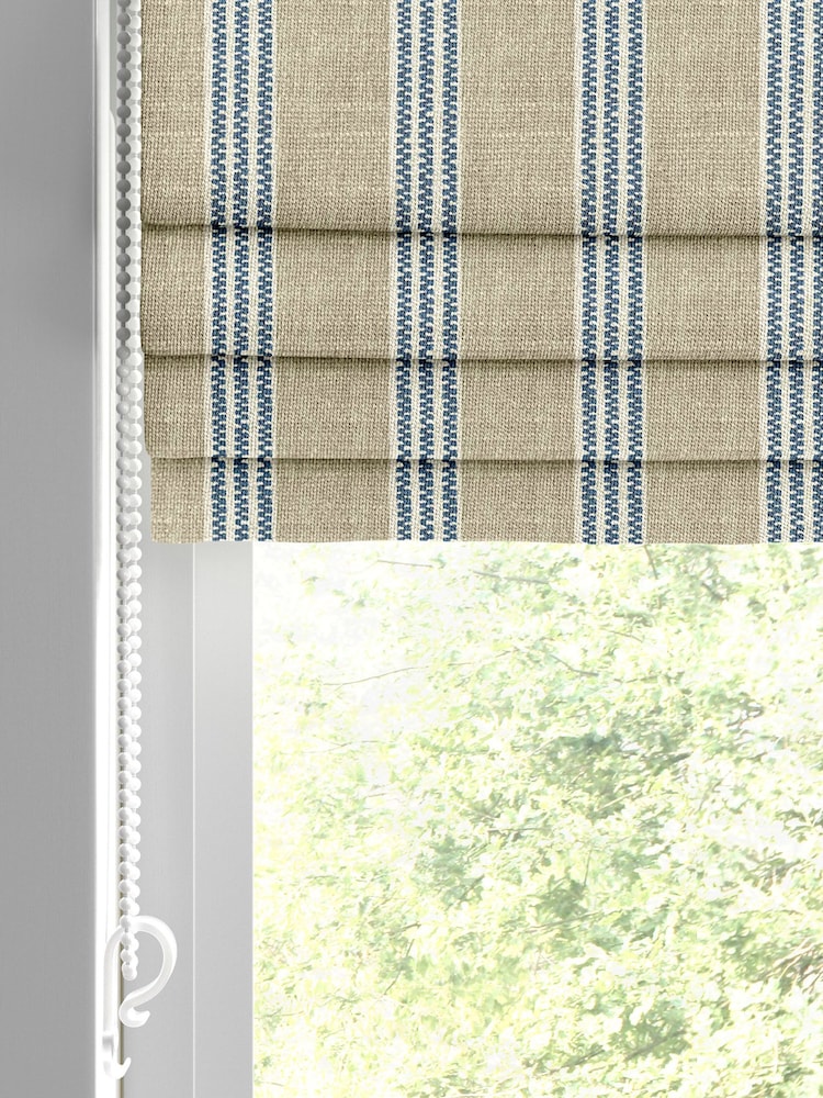 Emily Bond Indigo Blue George Stripe Made to Measure Roman Blinds - Image 2 of 6