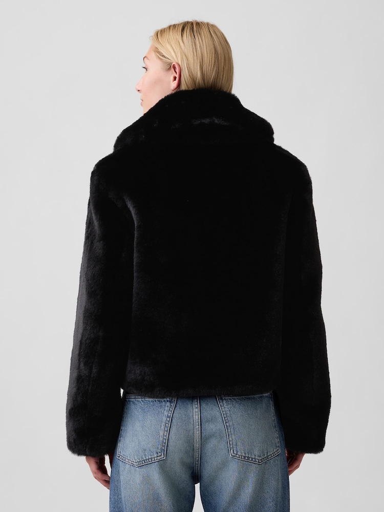 Negro - Chaqueta holgada de pelo sintético de Gap - Imagen 2 de 5