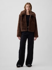 Gap Brown Relaxed Faux-Fur Jacket - Image 3 of 5