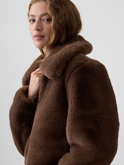 Gap Brown Relaxed Faux-Fur Jacket - Image 4 of 5