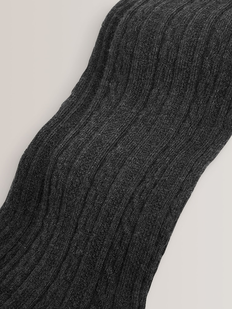 Charcoal Grey Cotton Rich Cable Tights - Image 2 of 2