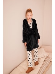 Black Soft Touch Fleece Dressing Gown (5-16yrs) - Image 2 of 8