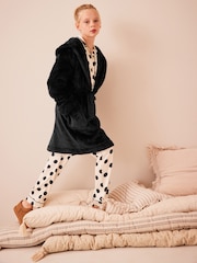Black Soft Touch Fleece Dressing Gown (5-16yrs) - Image 3 of 8