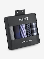Navy Blue Printed 100% Cotton Handkerchiefs 5 Pack - Image 1 of 3