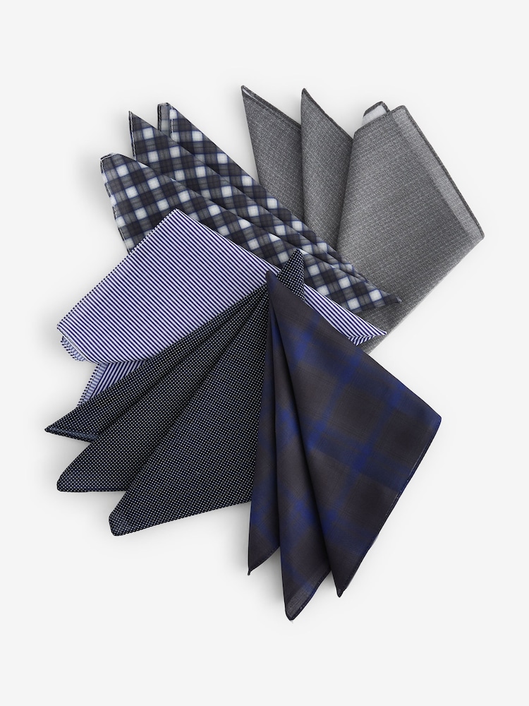 Navy Blue Printed 100% Cotton Handkerchiefs 5 Pack - Image 2 of 3