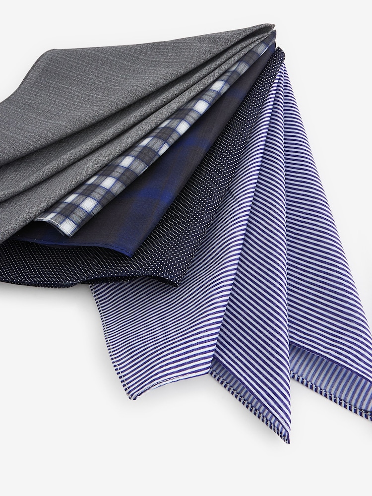 Navy Blue Printed 100% Cotton Handkerchiefs 5 Pack - Image 3 of 3