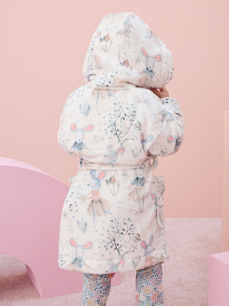 Cream Mouse Fairy Soft Touch Fleece Dressing Gown (9mths-10yrs) - Image 3 of 4