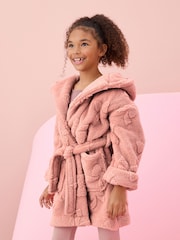 Pink Bow Jacquard Fleece Dressing Gown (9mths-16yrs) - Image 1 of 9