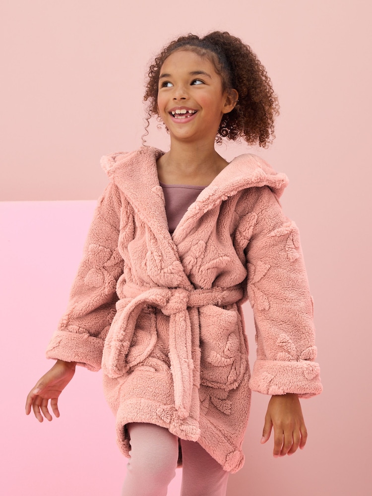 Pink Bow Jacquard Fleece Dressing Gown (9mths-16yrs) - Image 2 of 9