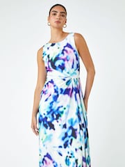 Roman Blue Stretch Drape Maxi Dress - Image 3 of 5