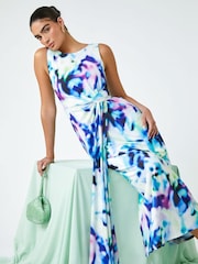 Roman Blue Stretch Drape Maxi Dress - Image 4 of 5