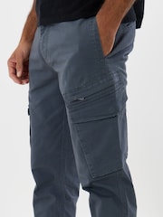 Threadbare Grey Slim Fit Cotton Rich Cargo Trousers - Image 4 of 4