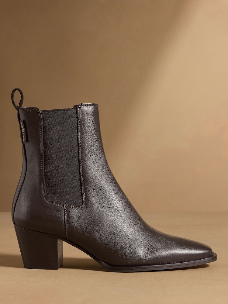 Brunt skinn - Russell & Bromley Calle Block Heel Chelsea Boots - Bilde 2 av 7