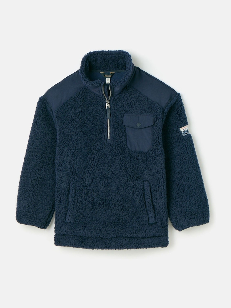 Joules Boys' Billy Navy Blue Half Zip Borg Fleece - Image 1 of 1
