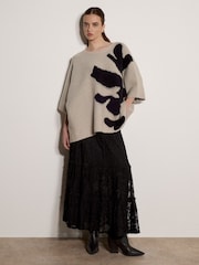 Apricot Natural Abstract Flower Oversized Cape Jumper - Image 1 of 5