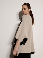 Apricot Natural Abstract Flower Oversized Cape Jumper - Image 2 of 5