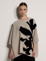 Apricot Natural Abstract Flower Oversized Cape Jumper - Image 3 of 5
