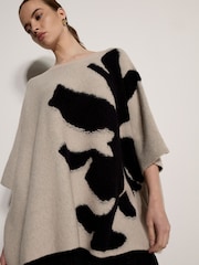Apricot Natural Abstract Flower Oversized Cape Jumper - Image 4 of 5