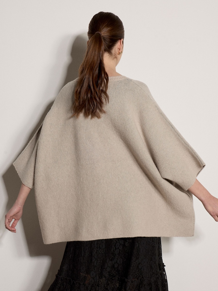 Apricot Natural Abstract Flower Oversized Cape Jumper - Image 5 of 5