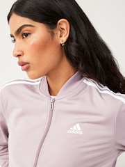 adidas Purple Essentials 3 Stripe Tracksuit - Image 4 of 8