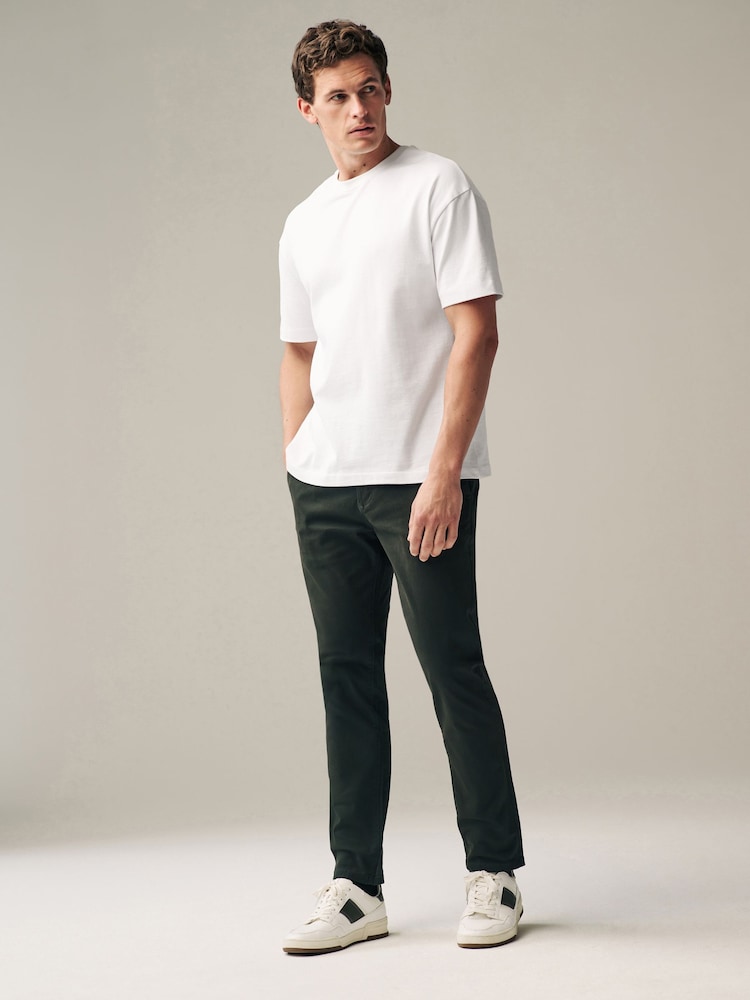Dark Green Slim Fit Stretch Chinos Trousers - Image 2 of 8