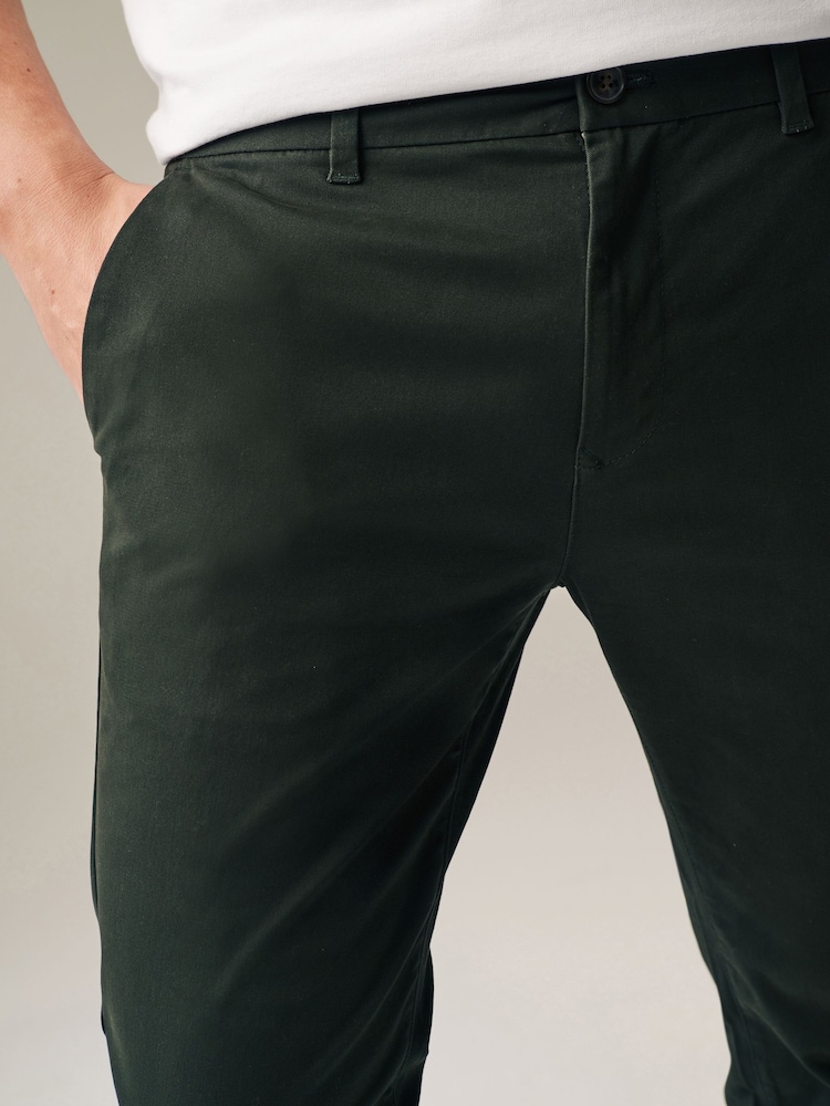Dark Green Slim Fit Stretch Chinos Trousers - Image 6 of 8