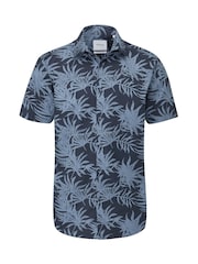 Skopes Tailored Fit Blue Tropical Print Cotton Casual Shirt - Image 4 of 5
