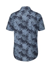 Skopes Tailored Fit Blue Tropical Print Cotton Casual Shirt - Image 5 of 5