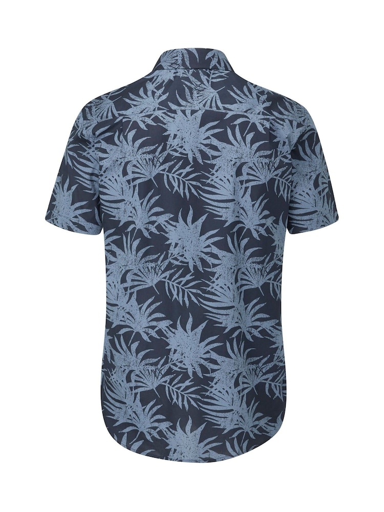 Skopes Tailored Fit Blue Tropical Print Cotton Casual Shirt - Image 5 of 5