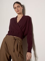 Apricot Red Soft Fine Knit Wrap Jumper - Image 1 of 4