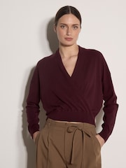 Apricot Red Soft Fine Knit Wrap Jumper - Image 4 of 4