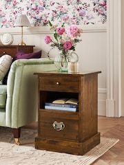 Laura Ashley Dark Chestnut Garrat 2 Drawer Side Table - Image 2 of 6