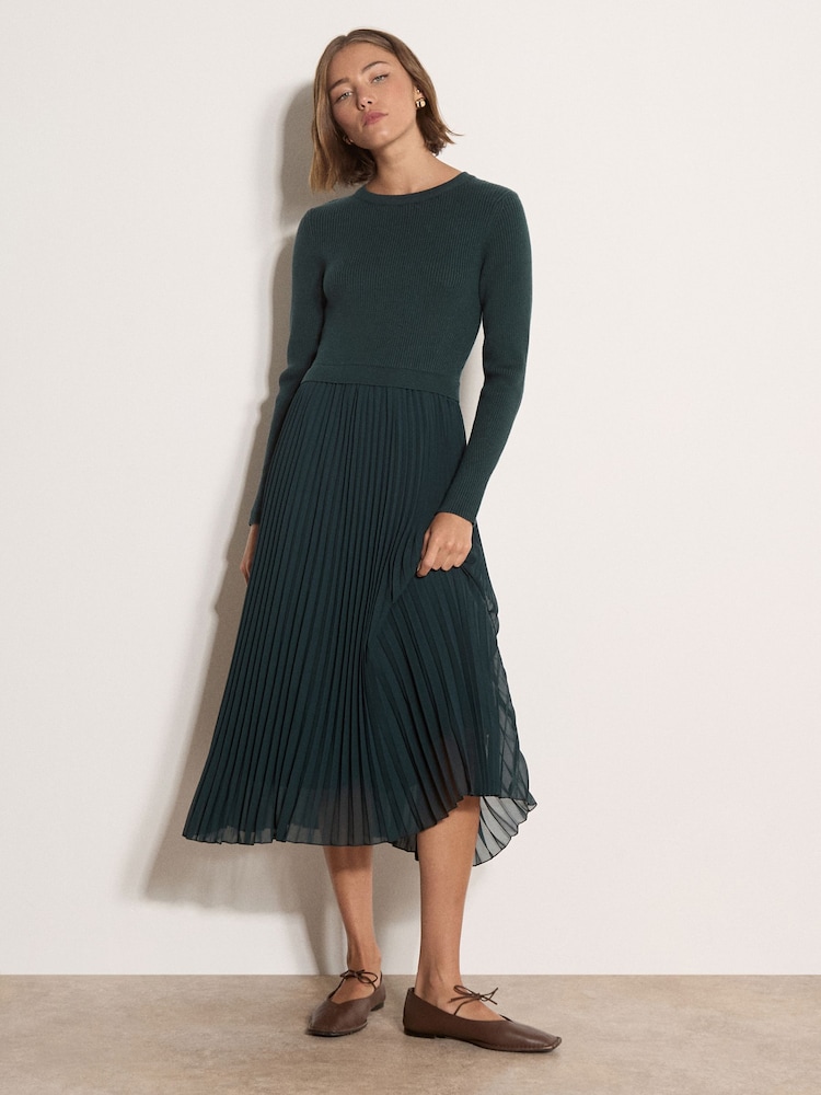 Apricot Green Ribbed Knit Mini Dress - Image 1 of 4 Apricot Green Ribbed Knit Mini Dress - Image 1 of 4