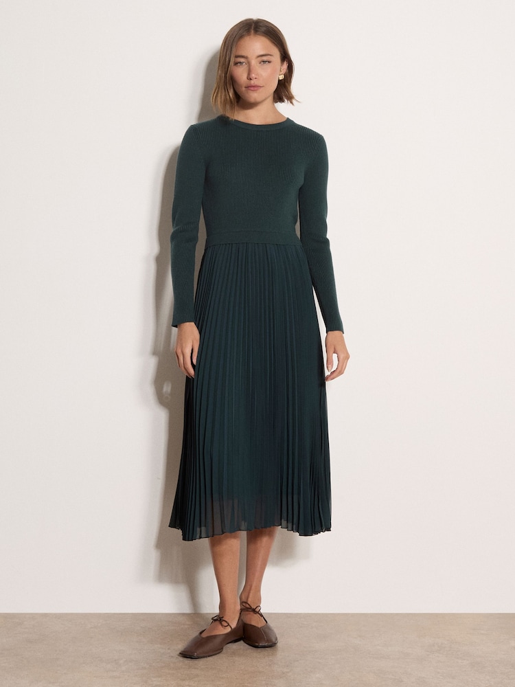 Apricot Green Ribbed Knit Mini Dress - Image 2 of 4 Apricot Green Ribbed Knit Mini Dress - Image 2 of 4