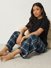 PixieGirl Petite Blue Check Cotton Pyjama Trousers - Image 1 of 7
