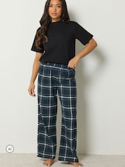 PixieGirl Petite Blue Check Cotton Pyjama Trousers - Image 2 of 7