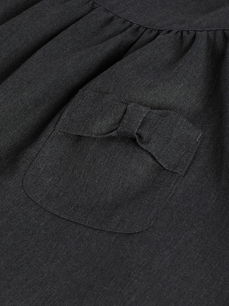 Grey Bow Pocket Detail School Pinafore Dress (3-14yrs) - Image 9 of 9