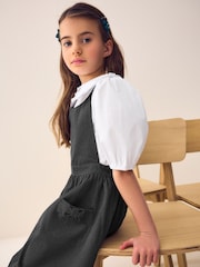 Grey Bow Pocket Detail School Pinafore Dress (3-14yrs) - Image 4 of 9