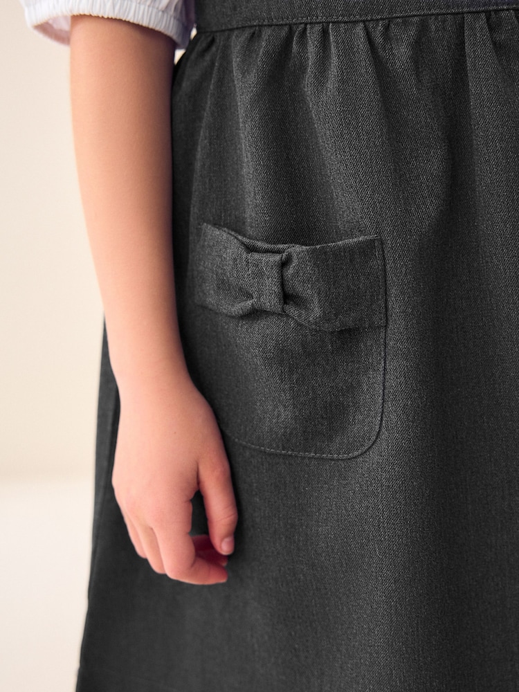 Buy Grey Bow Pocket Detail School Pinafore Dress (3-14yrs) from